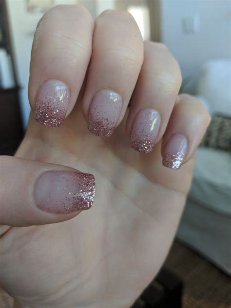 Sns Rose Gold Glitter Ombre French Manicure Glitter French Nails
