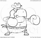 Boxing Rooster Chubby Clipart Cartoon Outlined Coloring Vector Cory Thoman Royalty sketch template