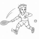 Joueur Racket Childish Vecteur Athlete Monochrome Balle Coloration sketch template