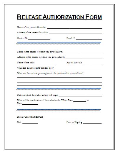 Medical Records Release Authorization Form Free Words Templates