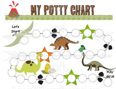 dinosaur potty training reward chart printable  potty etsy