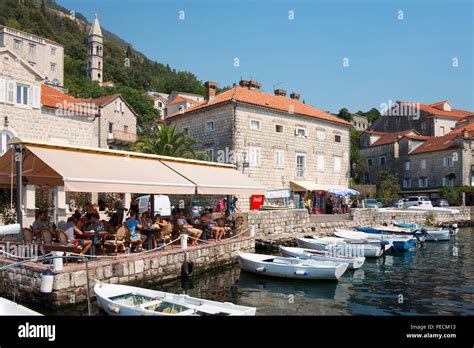 harbour perast bay  kotor montenegro port stock photo alamy