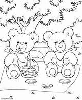 Bear Teddy Coloring Kids Picnic Pages Birthday sketch template