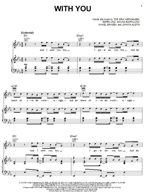with you sheet music chris brown piano vocal and guitar chords