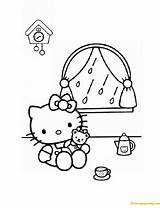 Kitty Hello Coloring Pages Doll Playing Her Kids Cartoons Fun sketch template