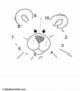 Dot Numbers Bear Teddy Coloring Worksheets Preschool Dots Connect Bears Printable Printables Crafts Pages Kids Tracing Alphabet Kindergarten Pdf Theme sketch template