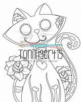 Skull Sugar Cat Coloring Getdrawings Pages sketch template