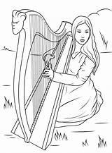 Harp Arpa Tocando Harpa Harfe Kleurplaten Supercoloring Ierland Saul Suona Celtica Donna Malvorlagen Printen Malvorlage Jouer sketch template