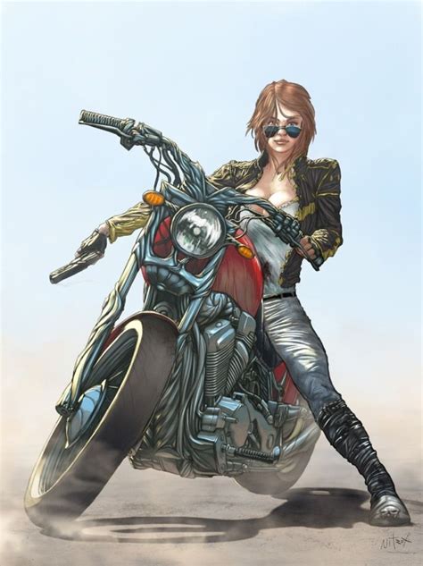 motorcycle girl illustration by juan nitrox marquez [ more motorcycle
