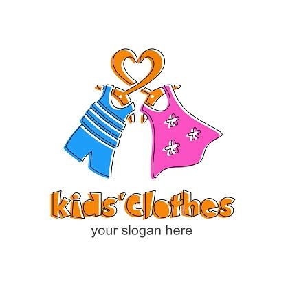 kids clothes logo sign  childrens shop stock illustration