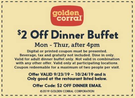 golden corral coupons  discounts