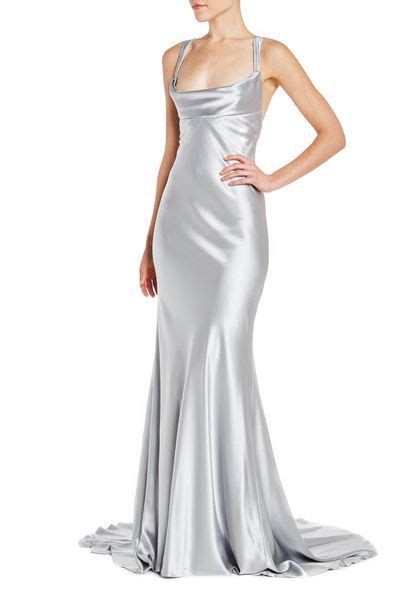 172105 3 silver satin dress silk evening gown fancy dresses