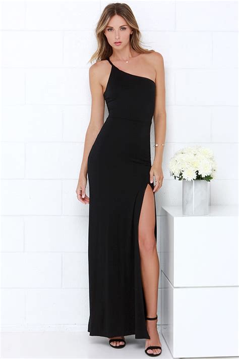 sexy black maxi dress one shoulder dress 38 00 lulus