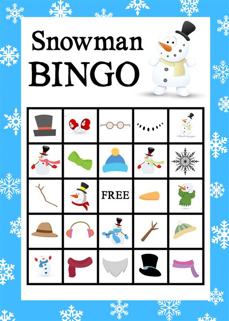 printable snowman bingo game crazy  projects