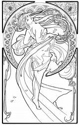 Coloring Mucha Pages Alphonse Nouveau Adult Colouring Book Search Deco Butterfly Line Books Adults Lucha Choose Board Goddess Amazon Google sketch template