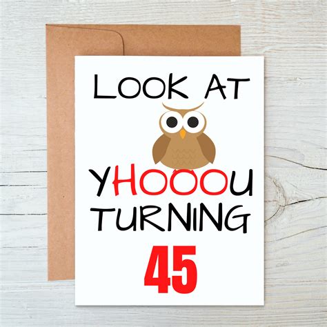 45th Birthday Card Funny 45th Birthday Card 45th Birthday T Idea