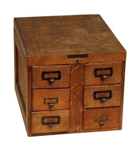 small wooden  drawer card catalog olde good