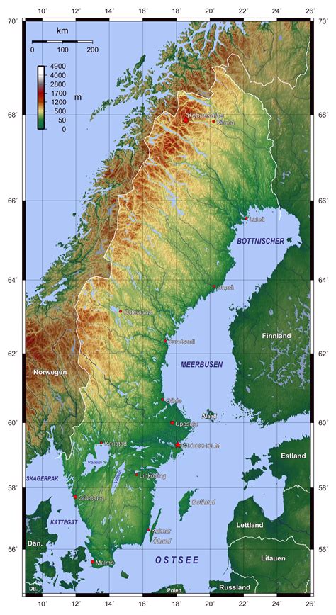 large detailed topographical map  sweden sweden large detailed topographical map vidiani