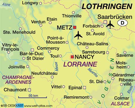 karte von lothringen bundesland provinz  frankreich welt atlasde