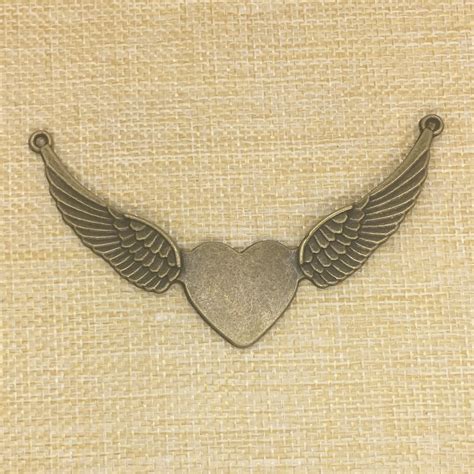 pcs mm heart wing charms antique bronze jewelry making handmade craftcharms antique