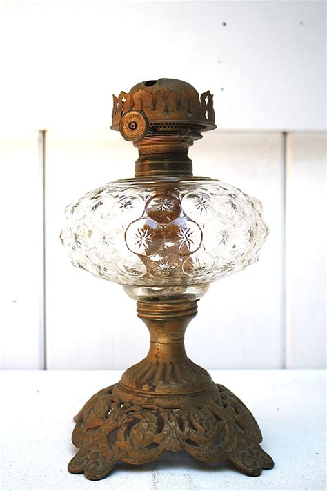 Sale Antique Oil Lamp Hand Blown Glass Circa 1830