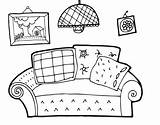Living Room Coloring Coloringcrew House sketch template