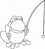 Coloring Frog Catch Fishing Fish Wecoloringpage sketch template