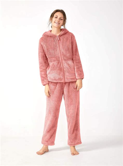 Folunsi Fleece Shu Velveteen Pajamas Set For Women Long Sleeve
