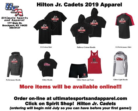 merchandise order  hilton jr cadets gear