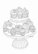 Ausmalen Cupcake Süßigkeiten Dekoking Dover Suessigkeiten Colouring sketch template