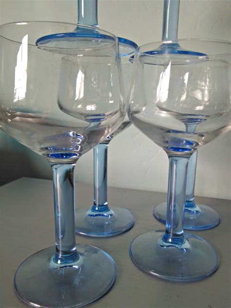 vintage wine glasses icy blue set of six vintage blue glassware wine