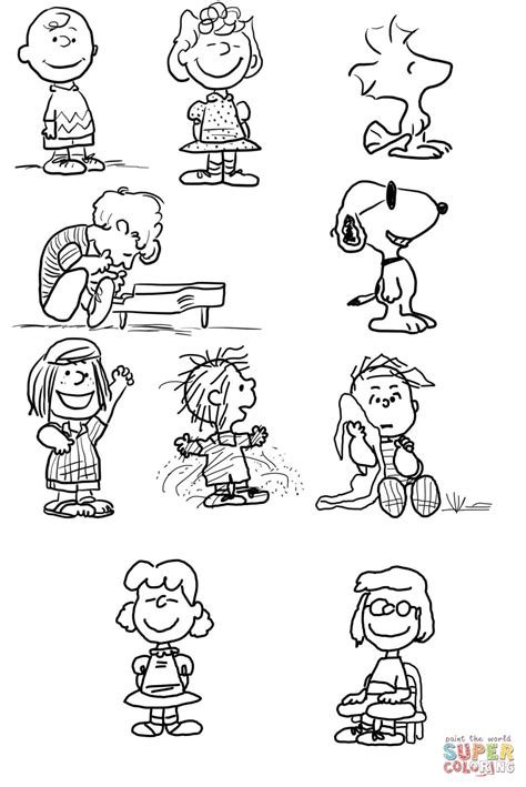 charlie brown characters coloring page  printable coloring pages