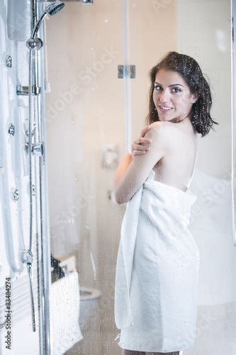 Beautiful Sexy Woman In Towel After Shower Relaxation Of Young Woman