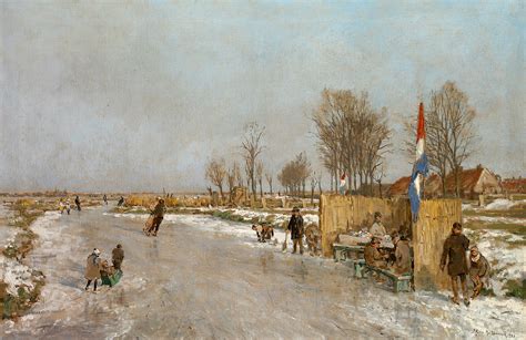 johan hendrik van mastenbroek paintings  sale winter fun   dutch canal
