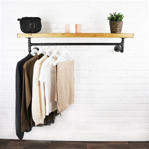 wall mounted clothes rail  floating shelf industrial raw steel
