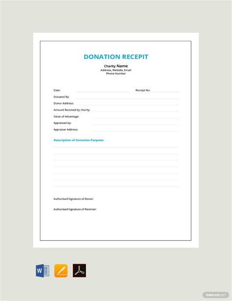 donation receipt book template   word google docs apple