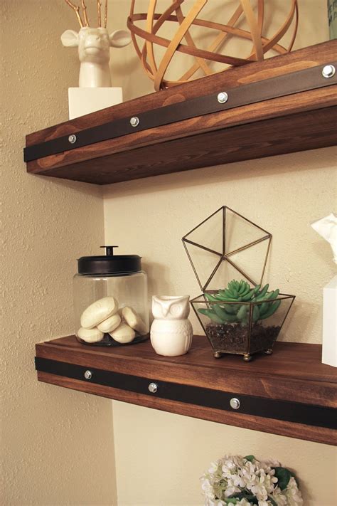 diy floating shelves  faux rivets