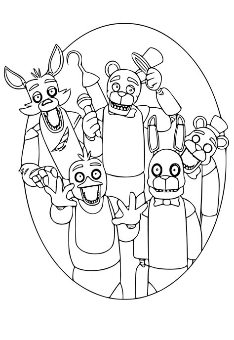 printable  nights  freddys characters coloring page