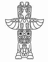 Totem Poles Pages Coloring Pole Native sketch template