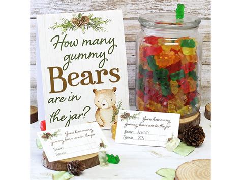 guess   gummy bears woodland baby shower game sign etsy