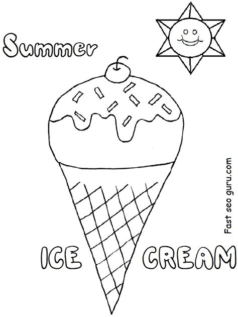 printable summer ice cream coloring pages  preschool