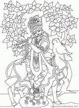 Krishna Hindu Radha Flute Madhubani Pencil Kalamkari Pichwai Shri Sketchite Cows Deity Painting1 Vishnu Coloringhome sketch template