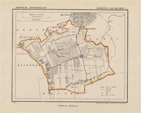 historische kaart plattegrond van gemeente oud heusden ca  noord brabant uit  bolcom