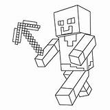 Minecraft Coloring Pages Pickaxe Printable Golem Drawing Kids Steve Villager Character Awesome Toddlers Color Momjunction Drawings Horse Village Dog Getdrawings sketch template