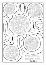 Sorry National Colouring Australia Printable Aboriginal Dot Painting Symbols Naidoc Activities Kids Indigenous Week Teachezy Culture Crafts Resources sketch template