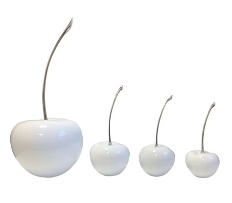 white ceramic cherries  silver stem giralua