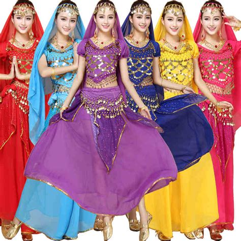 4pcs Sets India Egypt Belly Dance Costumes Bollywood