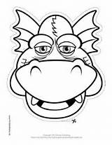 Dragon Mask Printable Color Masks Template Grinning Pages Kids Coloring Dragones Paper Face Head Outline Birthday Para Party Crafts Mascaras sketch template