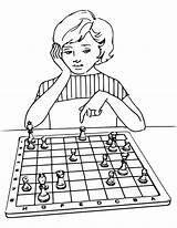 Chess Ajedrez Playing Jugando Xadrez Jogando Szachy Colorir Imprimir Openclipart Pani Getdrawings sketch template