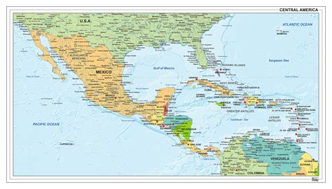 digitale midden amerika kaart staatkundig  kaarten en atlassennl